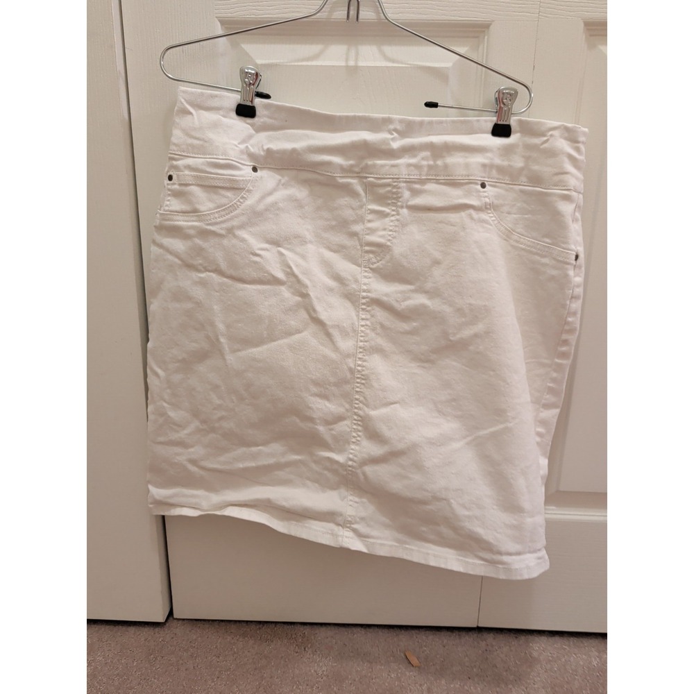 Architect Womens XL White Denim Mini Skirt Pull On Stretch Cotton Blend